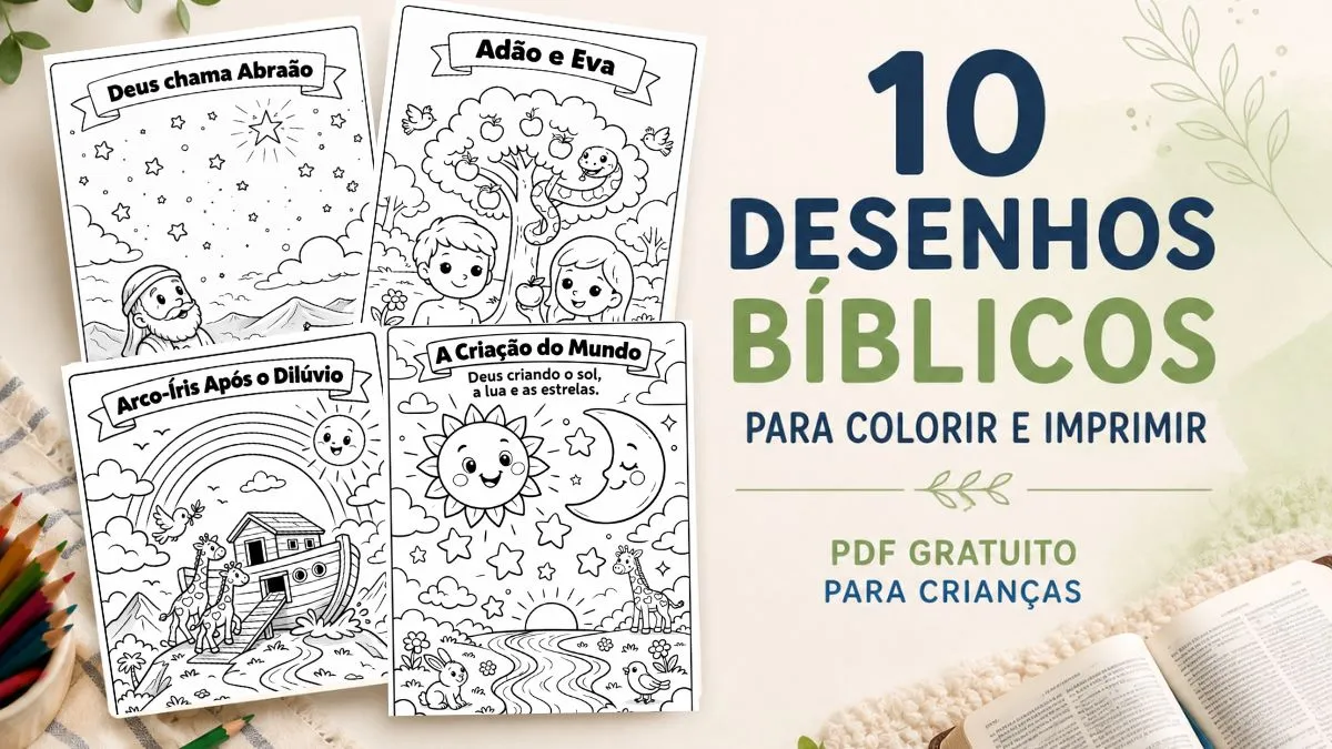mãe ajudando criança a colorir desenho bíblico