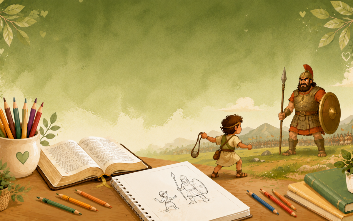 Desenhos de Davi e Golias para colorir e imprimir em PDF gratuito para crianças, Culto doméstico, Escola dominical e Ministério infantil